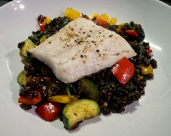 Steamed Haddock with Chilli Garlic Lentils