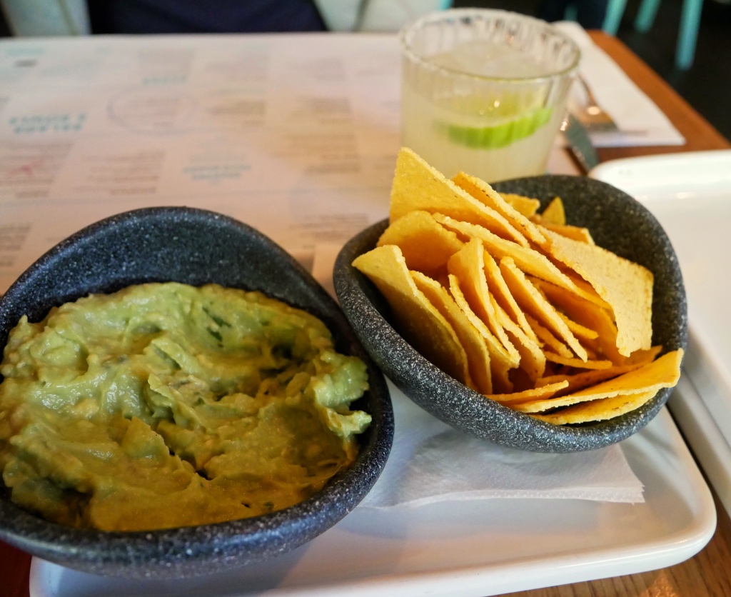 Guac and GF Chips with a Margarita